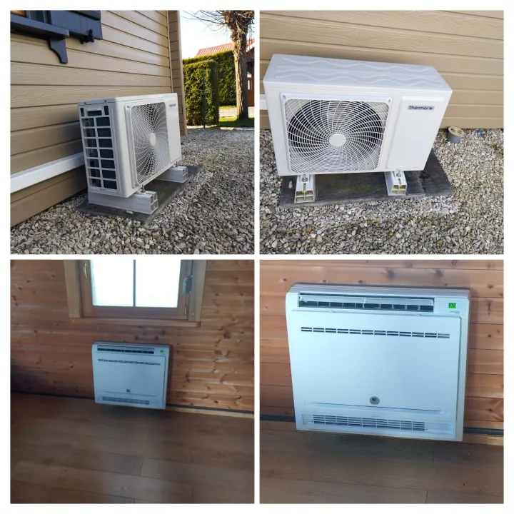 Installation et mise en service d'une climatisation réversible THERMOR dans un chalet à RANG DU FLIERS, Rang-du-Fliers, C2L Pompe à Chaleur et Climatisation