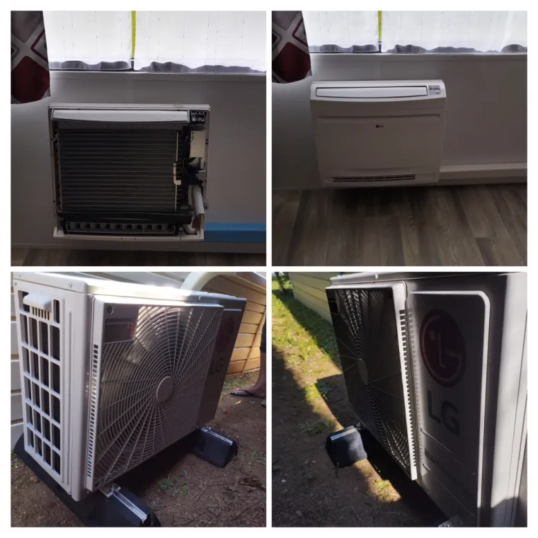 Installation et mise en service d'une climatisation réversible console  dans un mobile-home, Rang-du-Fliers, C2L Pompe à Chaleur et Climatisation