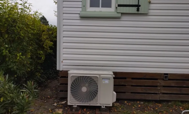 installation et mise en service d'un mono-split THERMOR pour un Mobil-home à VERTON, Rang-du-Fliers, C2L Pompe à Chaleur et Climatisation