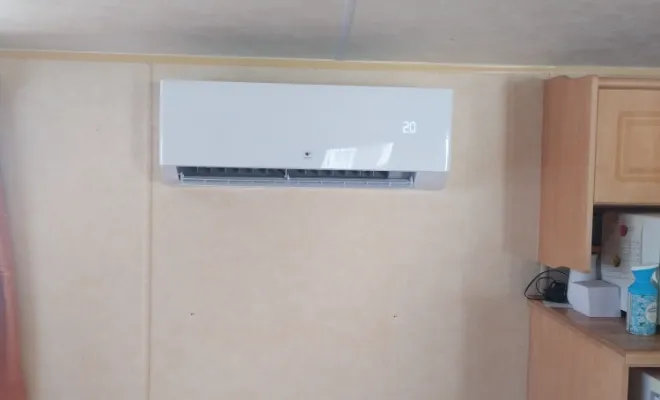 Installation et mise en service d'une climatisation réversible THERMOR  Niseko sur un mobile-home à BERCK SUR MER, Rang-du-Fliers, C2L Pompe à Chaleur et Climatisation