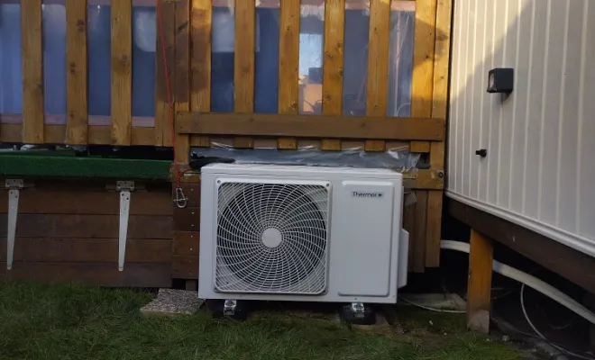 Installation et mise en service d'une climatisation réversible THERMOR Nagano dans un mobile-home au TOUQUET, Rang-du-Fliers, C2L Pompe à Chaleur et Climatisation