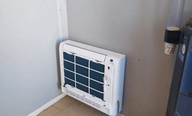 Installation et mise en service d'une climatisation réversible THERMOR dans un BUNGALOW , Rang-du-Fliers, C2L Pompe à Chaleur et Climatisation