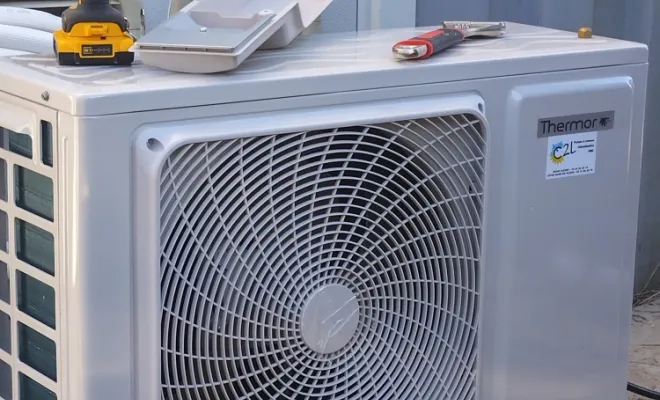 Installation et mise en service d'une climatisation réversible THERMOR dans un BUNGALOW , Rang-du-Fliers, C2L Pompe à Chaleur et Climatisation